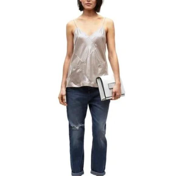 Whistles Metallic Camisole Silver Liquid Tank Top Y2K Partycore Festival - Picture 8 of 9